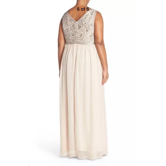 Adrianna-Papell top beaded V-Back sleeveless long gown - Picture 5 of 9